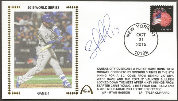 Salvador Perez ADD Autograph 2015 World Series - Kansas City Royals