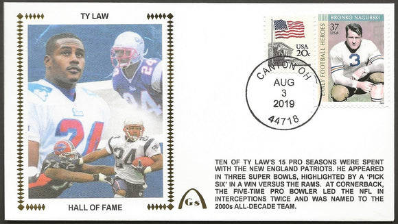Ty Law UNsigned Football Hall Of Fame Gateway Stamp Envelope