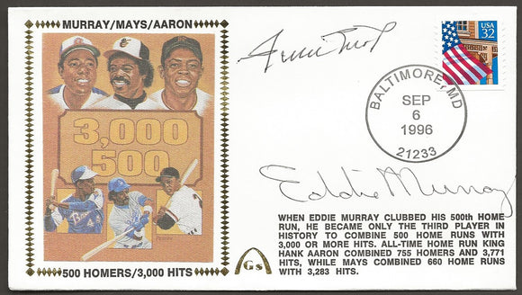 Willie Mays & Eddie Murray 3,000 Hits & 500 Home Run Club Gateway Stamp Envelope - Autographed