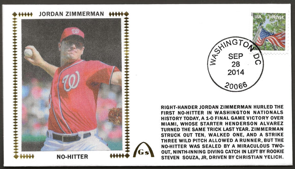 Jordon Zimmerman Un-Signed No Hitter Gateway Stamp Envelope - Washington Nationals