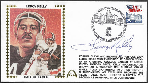Leroy Kelly Autographed Hall Of Fame Induction Gateway Stamp Envelope