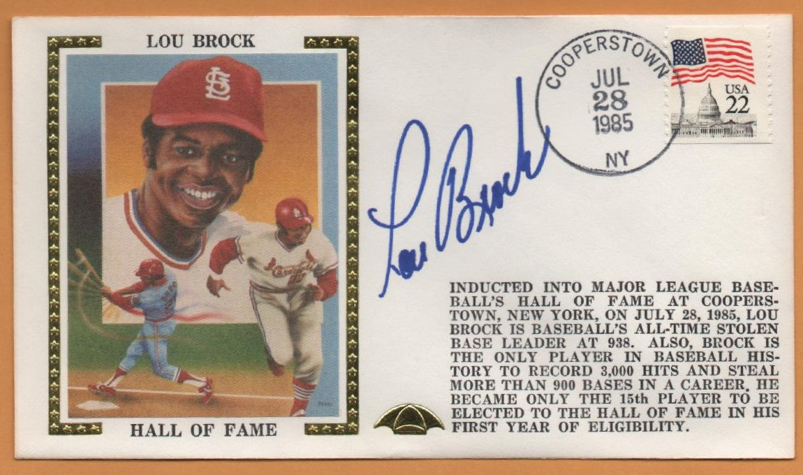 Lou Brock St. Louis Cardinals Baseball MLB Original Autographed