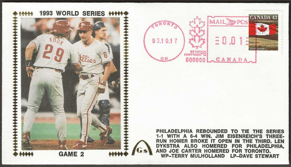 ADD John Kruk Autograph to 1993 World Series Gateway Stamp Cachet Envelope Cover