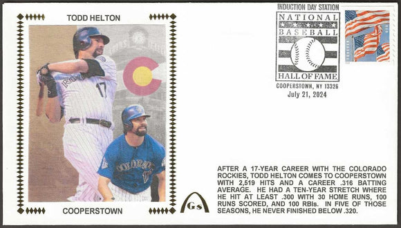 Todd Helton Unsigned Hall Of Fame Gateway Stamp Cachet Envelope Cover