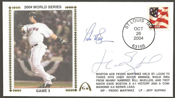 Manny Ramirez & Pedro Martinez ADD Autographs on 2004 World Series on Game 3