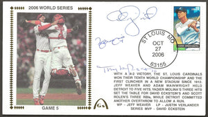 Yadier Molina,  Adam Wainwright & Tony LaRussa ADD Autographs on 2006 World Series on Game 5