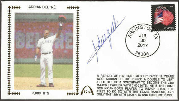 Adrian Beltre Autographed 3,000 Hits Gateway Stamp Cachet Envelope Cover