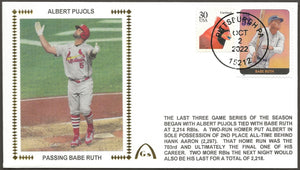 Albert Pujols UN-signed Passing Babe Ruth Gateway Stamp Cachet Envelope Cover - St. Louis Cardinals