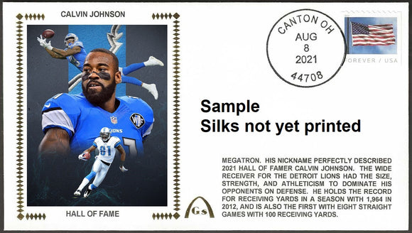 Calvin Johnson Autographed & Unsigned Hall Of Fame Refundable Deposit Gateway Stamp Envelope Commemorative Cachet - Detroit Lions