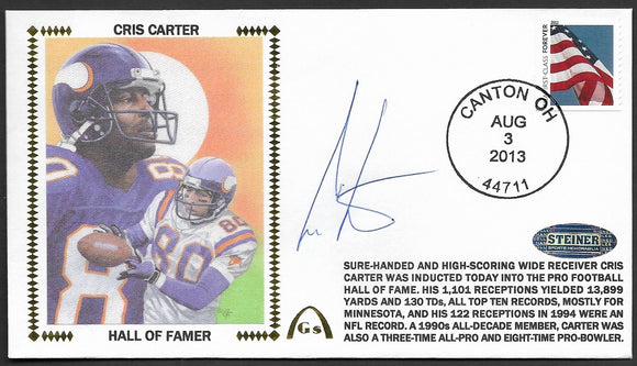 Cris Carter Steiner Autographed Hall Of Fame Gateway Stamp Envelope - Authenticated HOF - Minnesota Vikings