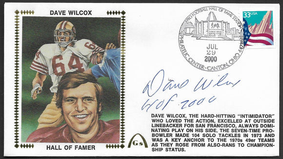 Dave Wilcox Autographed Pro Football Hall Of Fame Gateway Stamp Cachet Envelope