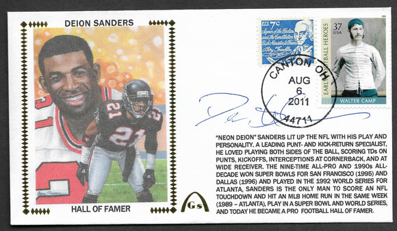 Deion Sanders Autographed Hall Of Fame Gateway Stamp Cachet Envelope