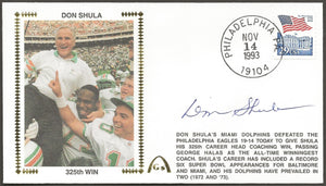 Don Shula 325 Wins Record Autographed Gateway Stamp Envelope - Miami Dolphins