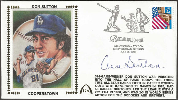 Don Sutton Autographed Hall Of Fame Gateway Stamp Cachet Commemorative Envelope - HOF