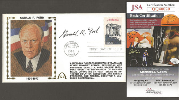 Gerald Ford Autographed Presidential Set First Day of Issue Gateway Stamp Commemorative Cachet Envelope