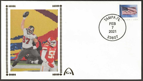 Rob Gronkowski Autographed 2021 Super Bowl LV Gateway Stamp Cachet - Tampa Bay Buccaneers