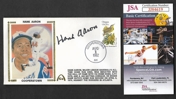Hank Aaron Autographed Hall Of Fame Induction Gateway Stamp Envelope - SALE