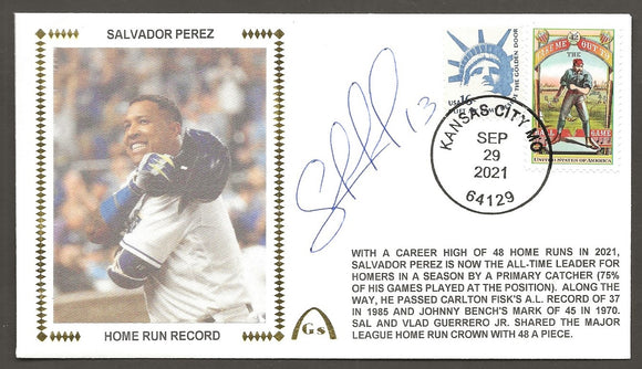 Salvador Perez Autographed Catcher Home Run Record - Kansas City Royals