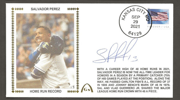 Salvador Perez Autographed Catcher Home Run Record - Kansas City Royals