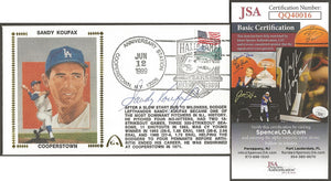 Sandy Koufax Autographed Hall Of Fame 50th Anniversary Gateway Stamp Envelope w/ JSA Authentication - LA Dodgers
