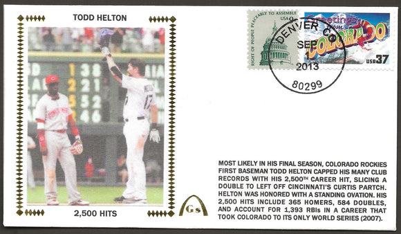 Todd Helton Autographed 2,500 Hits Gateway Stamp Envelope - Colorado Rockies