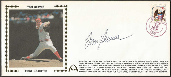 Tom Seaver No Hitter Autographed Gateway Stamp Commemorative Cachet Envelope - Cincinnati Reds