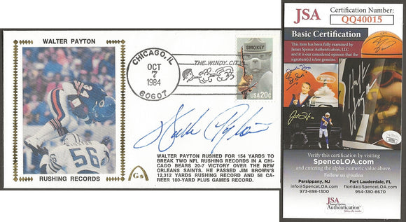 Walter Payton Autographed Career Rushing Record Gateway Stamp Commemorative Cachet Envelope - Chicago Bears