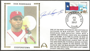 Ivan Rodriguez Autogarphed Hall Of Fame HOF Gateway Stamp Cachet Envelope - Texas Rangers