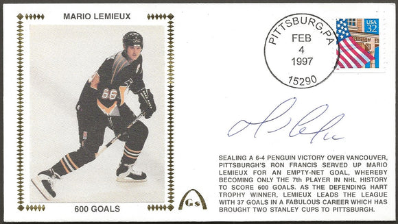 Mario Lemieux Autographed 600 Goals Gateway Stamp Envelope