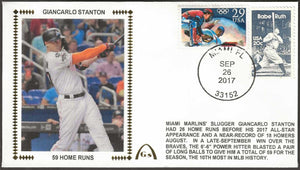 Giancarlo Stanton Un-Signed 59 Home Runs Gateway Stamp Envelope - Miami Marlins