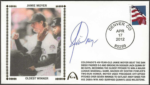 Jamie Moyer Autographed Oldest MLB Winning Pitcher Gateway Stamp Envelope - Colorado Rockies