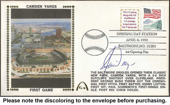 Jamie Moyer Autographed Oriole Park at Camden Yards Gateway Stamp Envelope - Baltimore Orioles