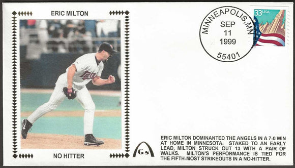 Eric Milton Un-Signed No Hitter Gateway Stamp Cachet Commemorative Envelope - Minnesota Twins