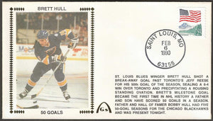 Brett Hull Autographed Father Son 50 Goal Season Gateway Stamp Envelope - St. Louis Blues