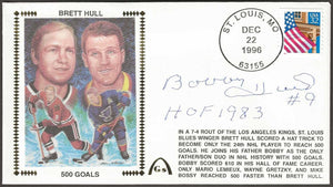 Brett Hull & Bobby Hull Autographed Father Son 500 Goals Gateway Stamp Envelope