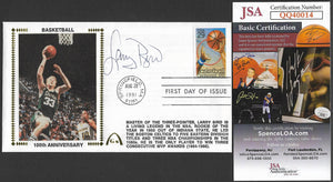 Larry Bird Autographed Basketball 100 Years First Day Cover Gateway Stamp Envelope w/ FDI Postmark