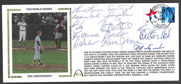 1975 World Series Autographed By Carl Yastrzemski, Carlton Fisk, Jim Rice, Fred Lynn & 10 Other Boston Red Sox Players Gateway Stamp Envelope