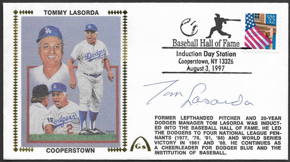 Tom Lasorda Autographed Hall Of Fame Gateway Stamp Cachet Envelope - Los Angeles Dodgers