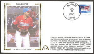 Pablo Lopez Un-Signed 9 Strikeouts to Start a Game Gateway Stamp Envelope - Miami Marlins