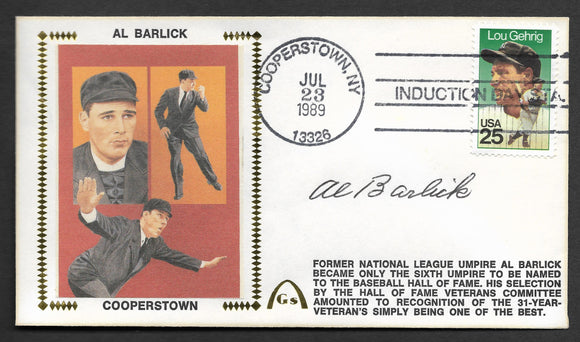 Al Barlick Hall Of Fame HOF Autographed Gateway Stamp Cachet Envelope