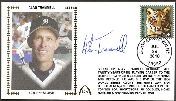 Alan Trammell Autographed Hall Of Fame REFUNDABLE DEPOSIT Gateway Stamp Envelope w/ Cooperstown Postmark - Detroit Tigers