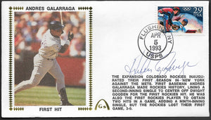 Andres Galarraga Autographed First Colorado Rockies Hit Gateway Stamp Commemorative Cachet Envelope