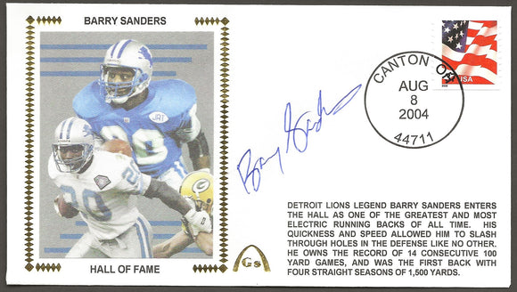Barry Sanders Autographed Hall Of Fame Gateway Stamp Cachet Envelope - Detroit Lions