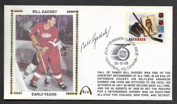 Bill Gadsby Autographed Canada Post First Day of Issue Gateway Stamp Envelope - Detroit Red Wings