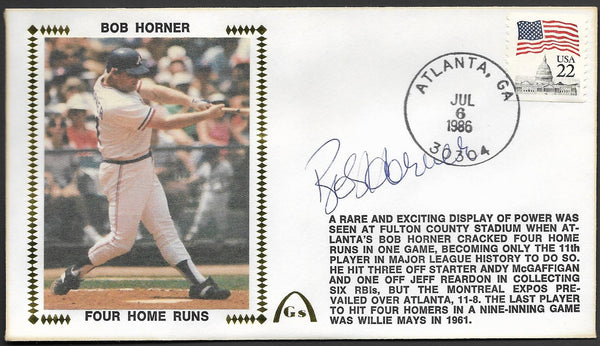 Autographed BOB HORNER Atlanta Braves 1986 Topps Card