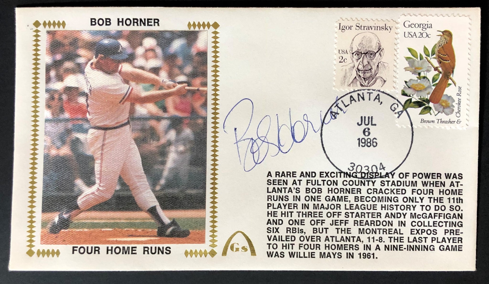 Autograph Warehouse 621940 Bob Horner Autographed Baseball Card