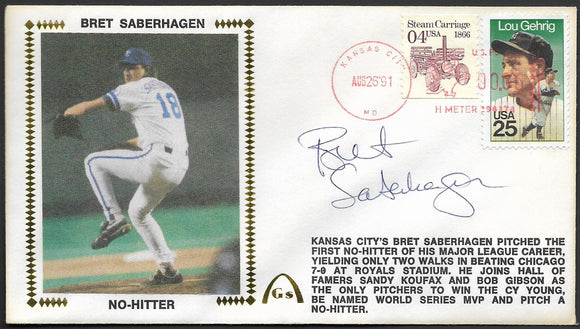 Bret Saberhagen Autographed No Hitter Gateway Stamp Envelope - Kansas City Royals