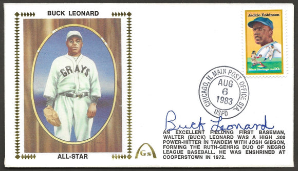 Buck Leonard Autographed Negro Leagues All Star Gateway Stamp Envelope