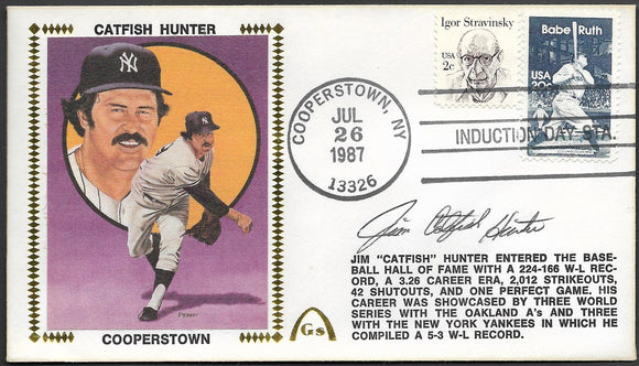 Jim Catfish Hunter Autographed Hall Of Fame Gateway Stamp Envelope