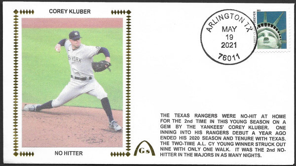 Corey Kluber No Hitter Un-Autographed Gateway Stamp Envelope - New Yor –